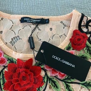 Dolce & Gabbana Peach Lace Floral Blouse Size Xl